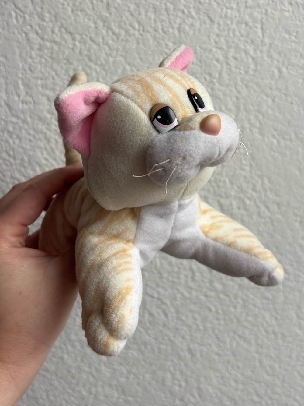 Vintage Pound Puppies Kitty  Cat Plush Cream Pink Cat Toy Soft Stuffed Pet Plush